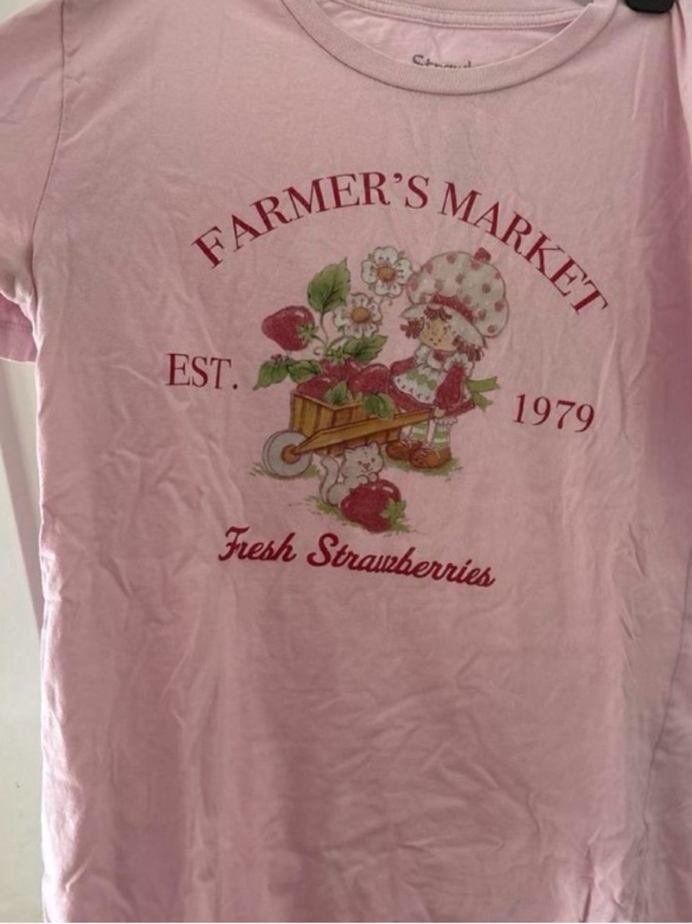 Women’s Pink "Strawberry Shortcake" Graphic Tee - Fresh Strawberries